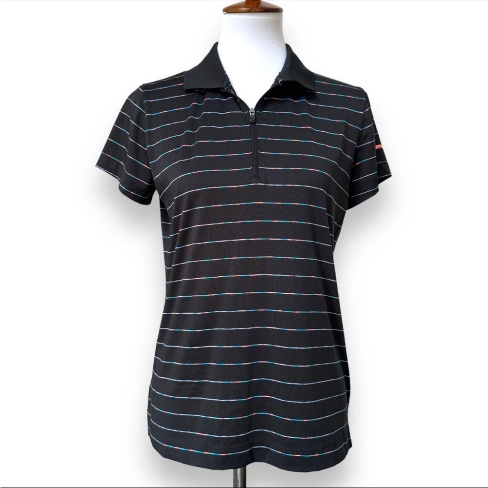 Slazenger Golf Coral Teal Black Short Sleeve Polo Medium